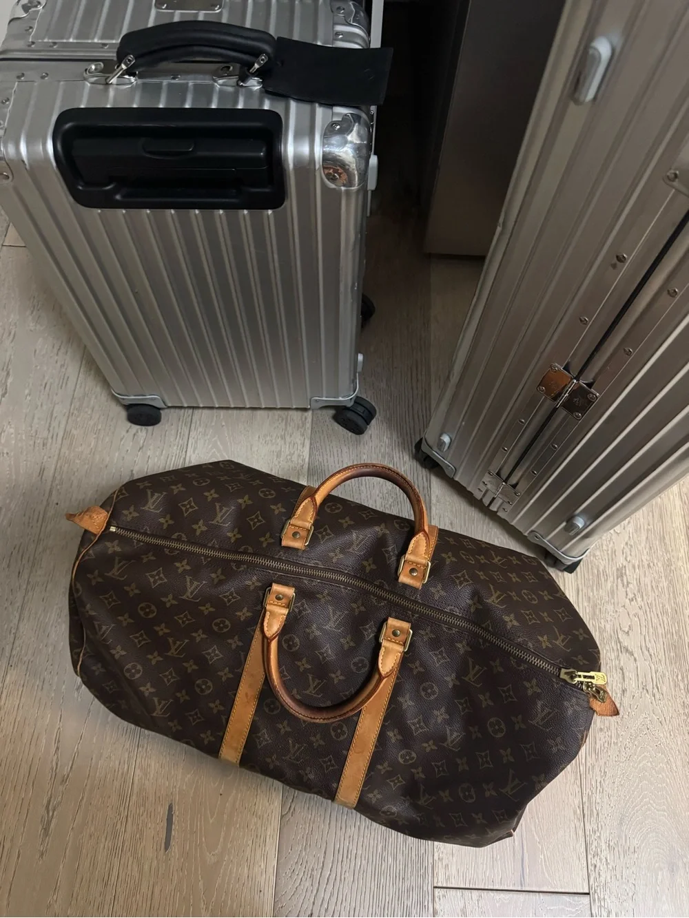 Louis Vuitton Brown Monogram Duffel with Tan Trim